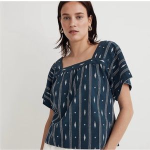 NWT Madewell Square-Neck Short-Sleeve Top in Jacquard
